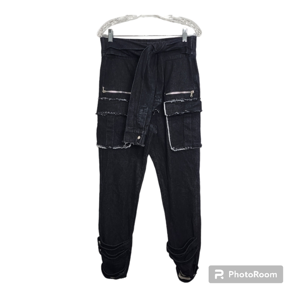 Gritty Soul Black Cargo Skinny Ankle Jeans Size M - Picture 1 of 4